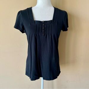 Black Medium Square Neck Shirt Top
